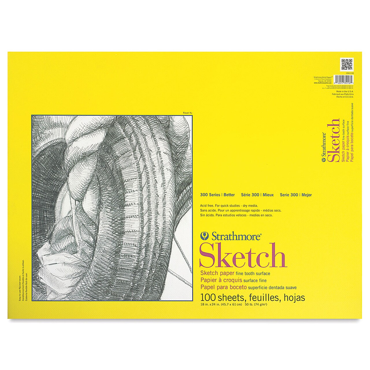 Strathmore 300 Series Sketch Pad - 18" x 24", 50 lb, 100 Sheets